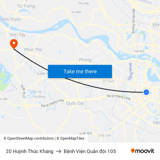 20 Huỳnh Thúc Kháng to Bệnh Viện Quân đội 105 map