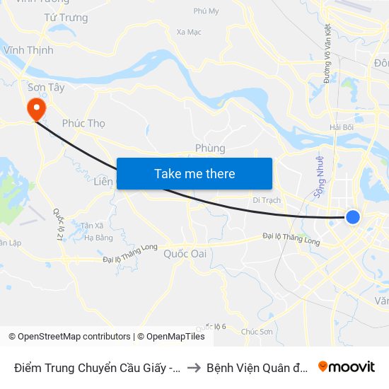 Điểm Trung Chuyển Cầu Giấy - Gtvt 01 to Bệnh Viện Quân đội 105 map