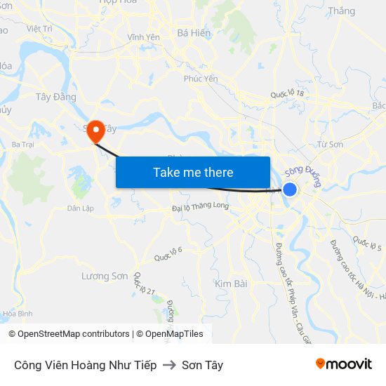 Công Viên Hoàng Như Tiếp to Sơn Tây map