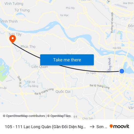 105 - 111 Lạc Long Quân (Gần Đối Diện Ngã 3 Thụy Khuê) to Sơn Tây map