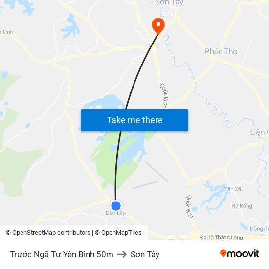 Trước Ngã Tư Yên Bình 50m to Sơn Tây map