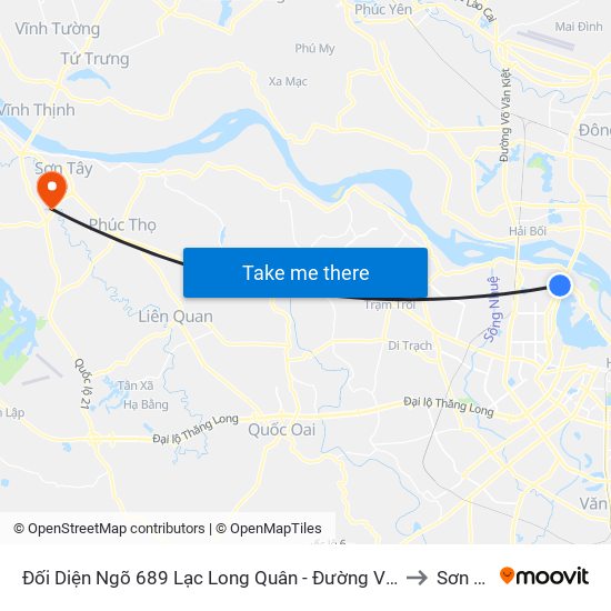 Đối Diện Ngõ 689 Lạc Long Quân - Đường Võ Chí Công to Sơn Tây map