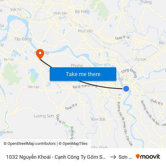 1032 Nguyễn Khoái - Cạnh Công Ty Gốm Sứ Thanh Trì to Sơn Tây map