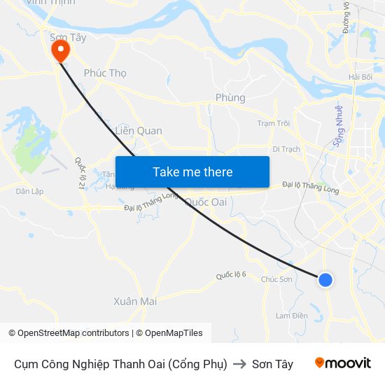 Cụm Công Nghiệp Thanh Oai (Cổng Phụ) to Sơn Tây map