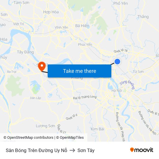 Sân Bóng Trên Đường Uy Nỗ to Sơn Tây map