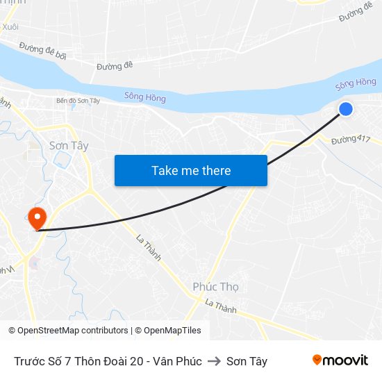 Trước Số 7 Thôn Đoài 20 - Vân Phúc to Sơn Tây map