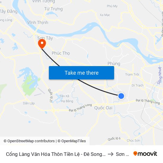 Cổng Làng Văn Hóa Thôn Tiền Lệ - Đê Song Phương to Sơn Tây map