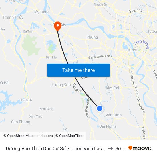 Đường Vào Thôn Dân Cư Số 7, Thôn Vĩnh Lạc, Xã Mỹ Thành Khoảng 50m to Sơn Tây map