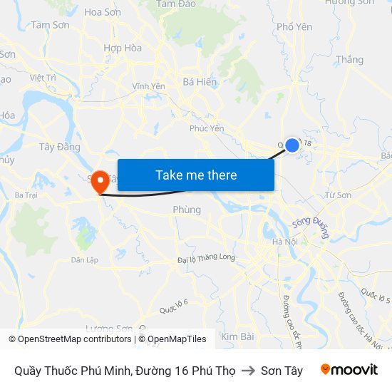 Quầy Thuốc Phú Minh, Đường 16 Phú Thọ to Sơn Tây map