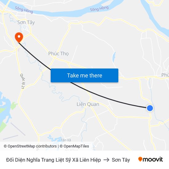 Đối Diện Nghĩa Trang Liệt Sỹ Xã Liên Hiệp to Sơn Tây map