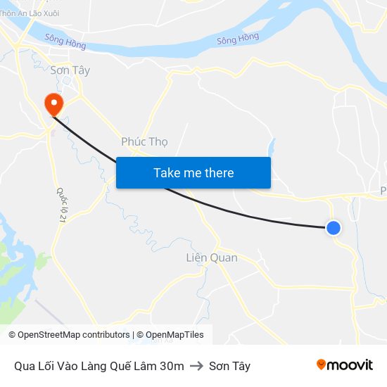 Qua Lối Vào Làng Quế Lâm 30m to Sơn Tây map