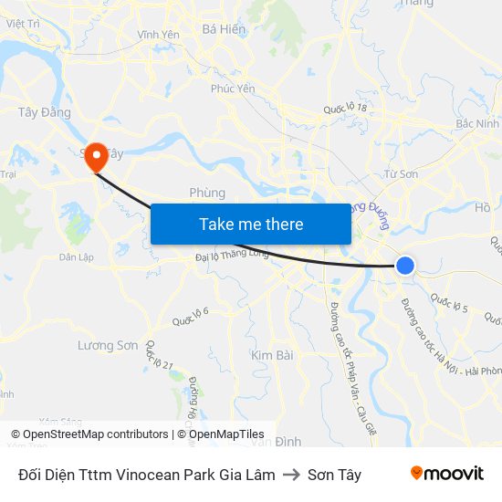 Đối Diện Tttm Vinocean Park Gia Lâm to Sơn Tây map