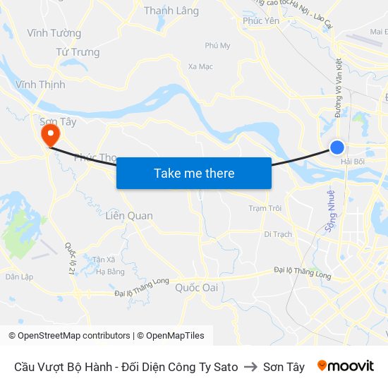 Cầu Vượt Bộ Hành - Đối Diện Công Ty Sato to Sơn Tây map