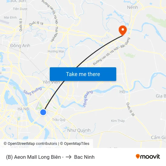 (B) Aeon Mall Long Biên - to Bac Ninh map