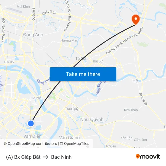 (A) Bx Giáp Bát to Bac Ninh map