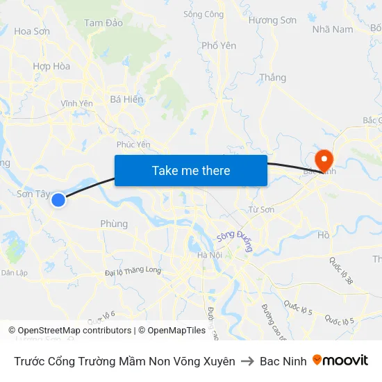 Trước Cổng Trường Mầm Non Võng Xuyên to Bac Ninh map