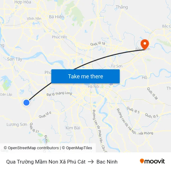 Qua Trường Mầm Non Xã Phú Cát to Bac Ninh map