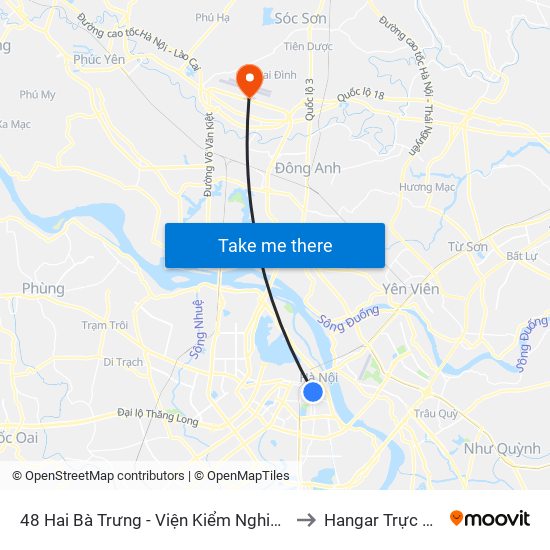 48 Hai Bà Trưng - Viện Kiểm Nghiệm Thuốc Trung Ương to Hangar Trực Chiến E921 map