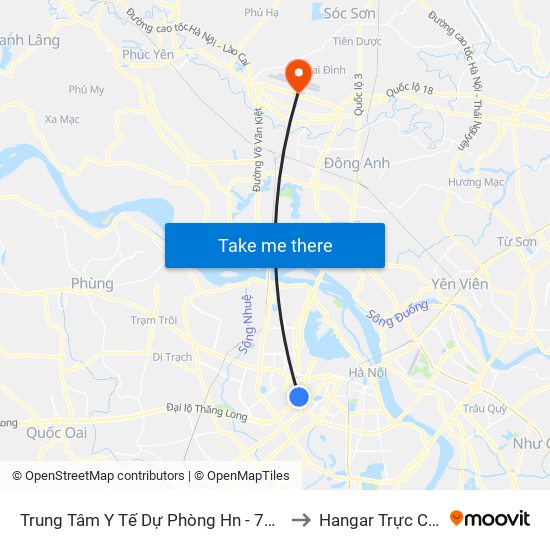 Trung Tâm Y Tế Dự Phòng Hn - 70 Nguyễn Chí Thanh to Hangar Trực Chiến E921 map