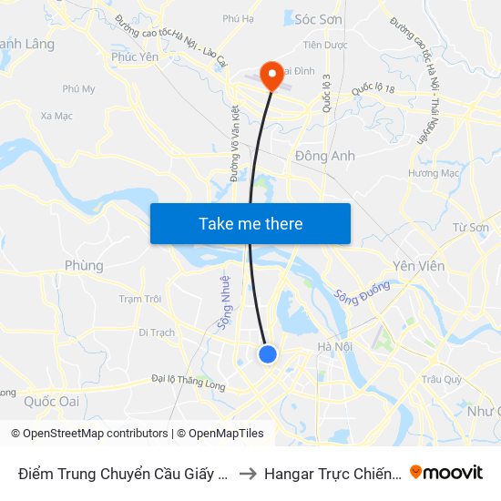 Điểm Trung Chuyển Cầu Giấy - Gtvt 02 to Hangar Trực Chiến E921 map