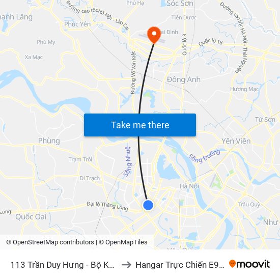 113 Trần Duy Hưng - Bộ Khcn to Hangar Trực Chiến E921 map