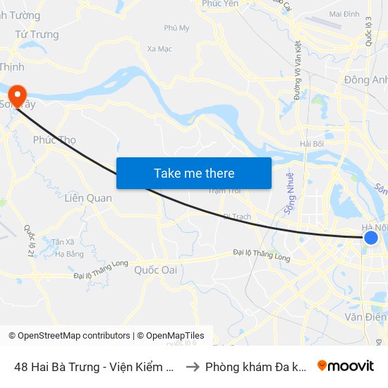 48 Hai Bà Trưng - Viện Kiểm Nghiệm Thuốc Trung Ương to Phòng khám Đa khoa THIÊN PHÚC. map