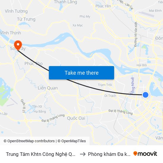 Trung Tâm Khtn Công Nghệ Quốc Gia - 18 Hoàng Quốc Việt to Phòng khám Đa khoa THIÊN PHÚC. map