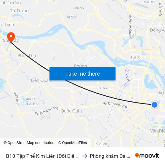 B10 Tập Thể Kim Liên (Đối Diện Ngõ 46b Phạm Ngọc Thạch) to Phòng khám Đa khoa THIÊN PHÚC. map