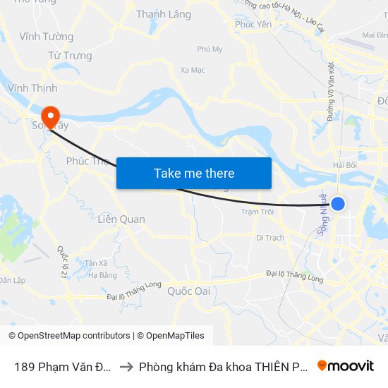 189 Phạm Văn Đồng to Phòng khám Đa khoa THIÊN PHÚC. map