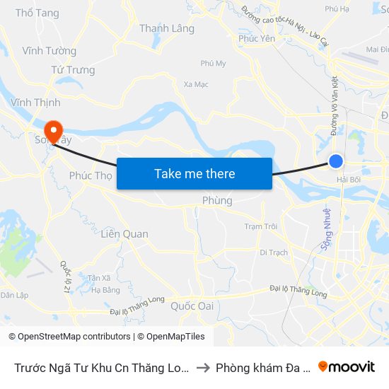 Trước Ngã Tư Khu Cn Thăng Long 100m (Chiều Nội Bài - Hà Nội) to Phòng khám Đa khoa THIÊN PHÚC. map