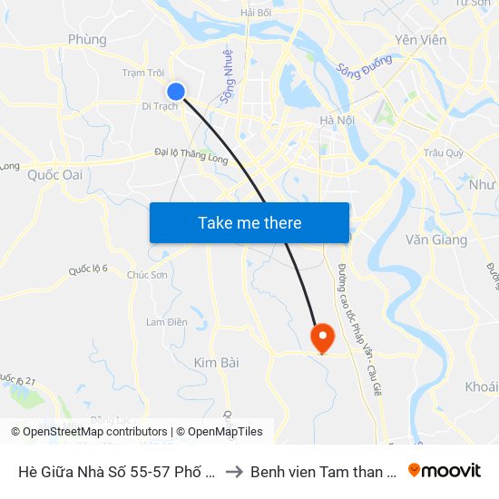 Hè Giữa Nhà Số 55-57 Phố Nhổn to Benh vien Tam than TW1 map