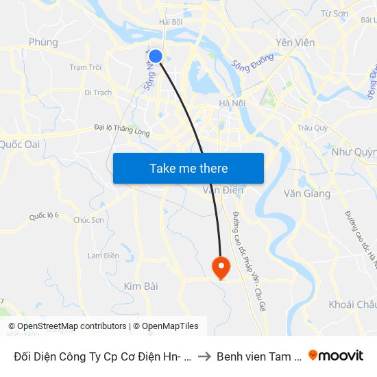 Đối Diện Công Ty Cp Cơ Điện Hn- Đường Đức Thắng to Benh vien Tam than TW1 map