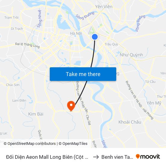 Đối Diện Aeon Mall Long Biên (Cột Điện T4a/2a-B Đường Cổ Linh) to Benh vien Tam than TW1 map