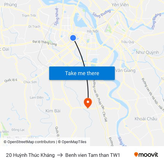 20 Huỳnh Thúc Kháng to Benh vien Tam than TW1 map