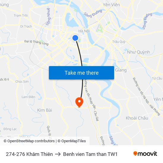 274-276 Khâm Thiên to Benh vien Tam than TW1 map