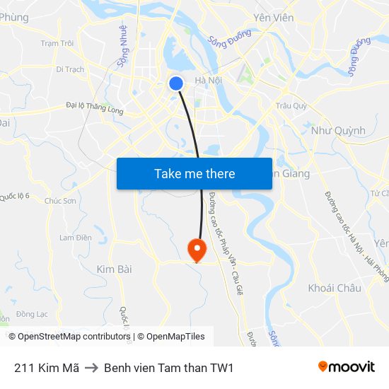 211 Kim Mã to Benh vien Tam than TW1 map