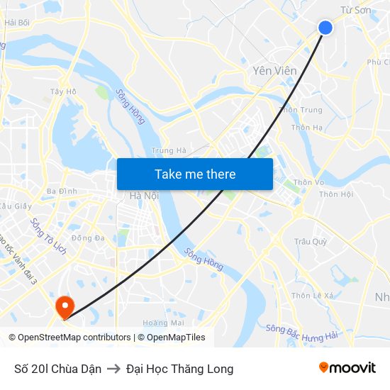 Số 20l Chùa Dận to Đại Học Thăng Long map