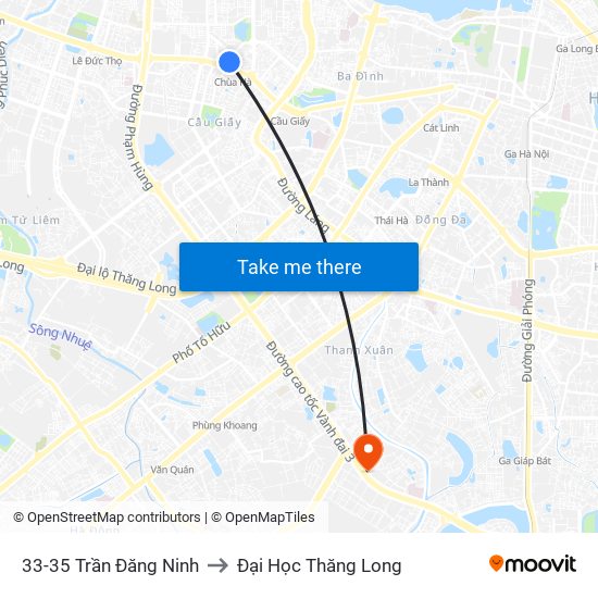 33-35 Trần Đăng Ninh to Đại Học Thăng Long map