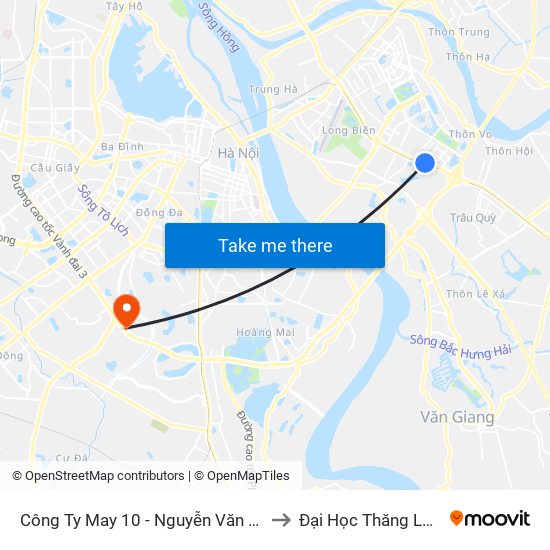 Công Ty May 10 - Nguyễn Văn Linh to Đại Học Thăng Long map