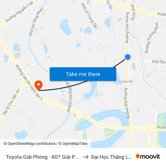 Toyota Giải Phóng - 807 Giải Phóng to Đại Học Thăng Long map