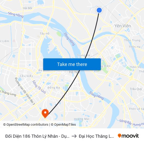 Đối Diện 186 Thôn Lý Nhân - Dục Tú to Đại Học Thăng Long map