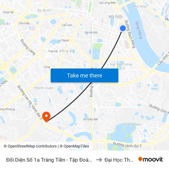 Đối Diện Số 1a Tràng Tiền - Tập Đoàn Hóa Chất Việt Nam to Đại Học Thăng Long map