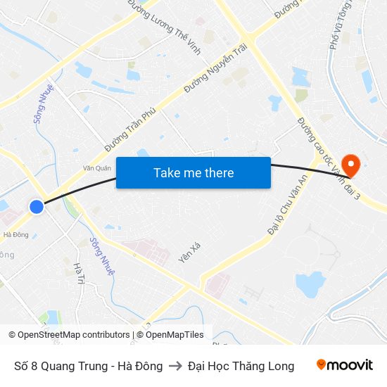 Số 8 Quang Trung - Hà Đông to Đại Học Thăng Long map