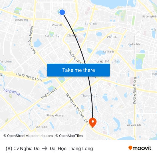 (A) Cv Nghĩa Đô to Đại Học Thăng Long map