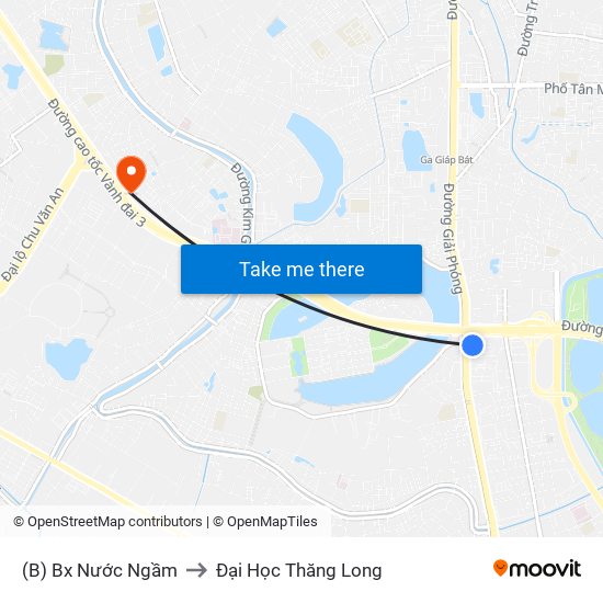 (B) Bx Nước Ngầm to Đại Học Thăng Long map