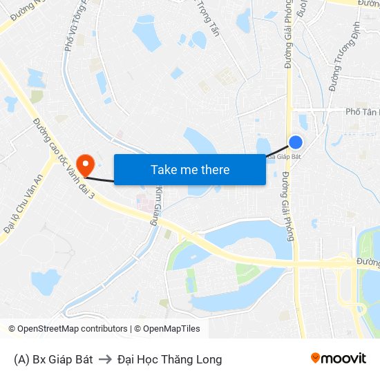 (A) Bx Giáp Bát to Đại Học Thăng Long map