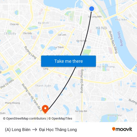 (A) Long Biên to Đại Học Thăng Long map