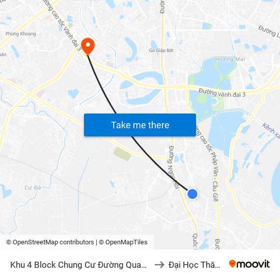 Khu 4 Block Chung Cư Đường Quang Lai (Chiều Đi) to Đại Học Thăng Long map