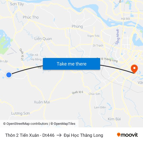 Thôn 2 Tiến Xuân - Dt446 to Đại Học Thăng Long map