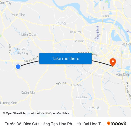 Trước Đối Diện Cửa Hàng Tạp Hóa Phương Tài - Thôn 7 - Phú Cát to Đại Học Thăng Long map